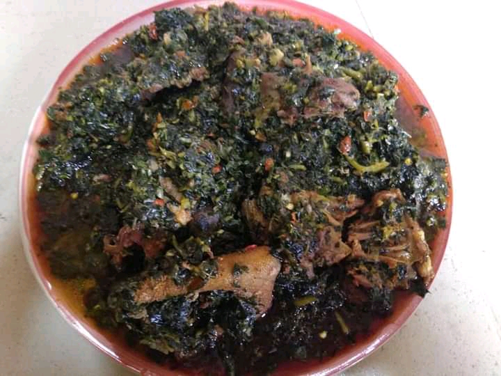 Edikang ikong vegetable stew with meat and fish