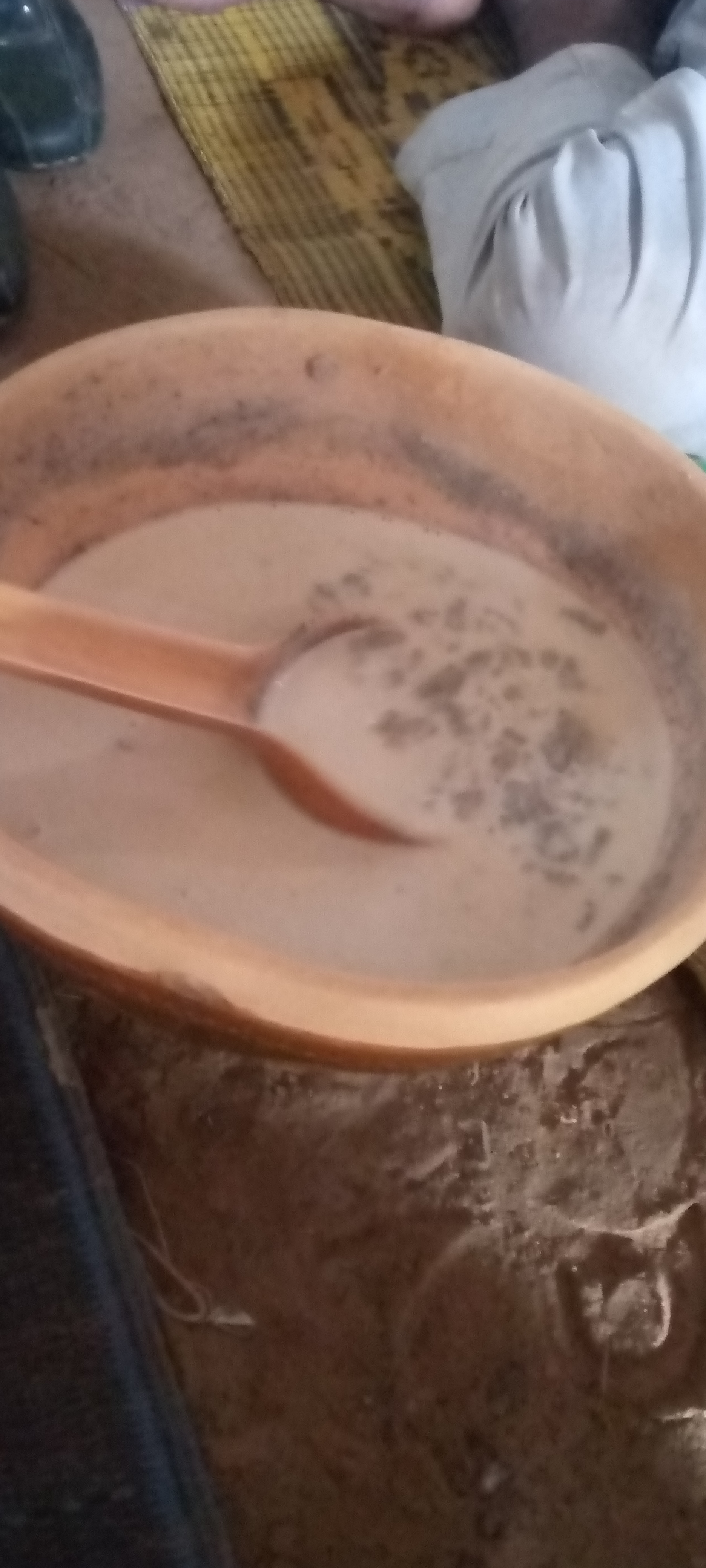 A bowl of fura da nono with a spoon