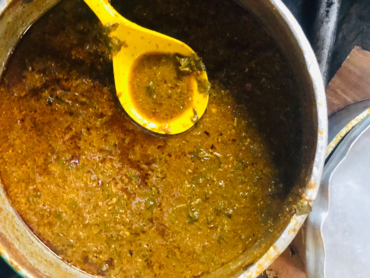 Miyan taushe soup in a cooking pot